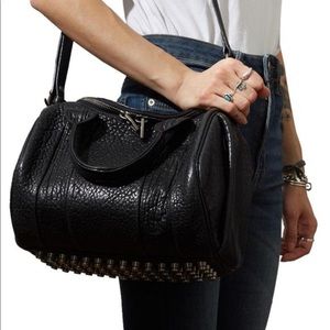 Alexander wang medium leather bag, rose gold studs